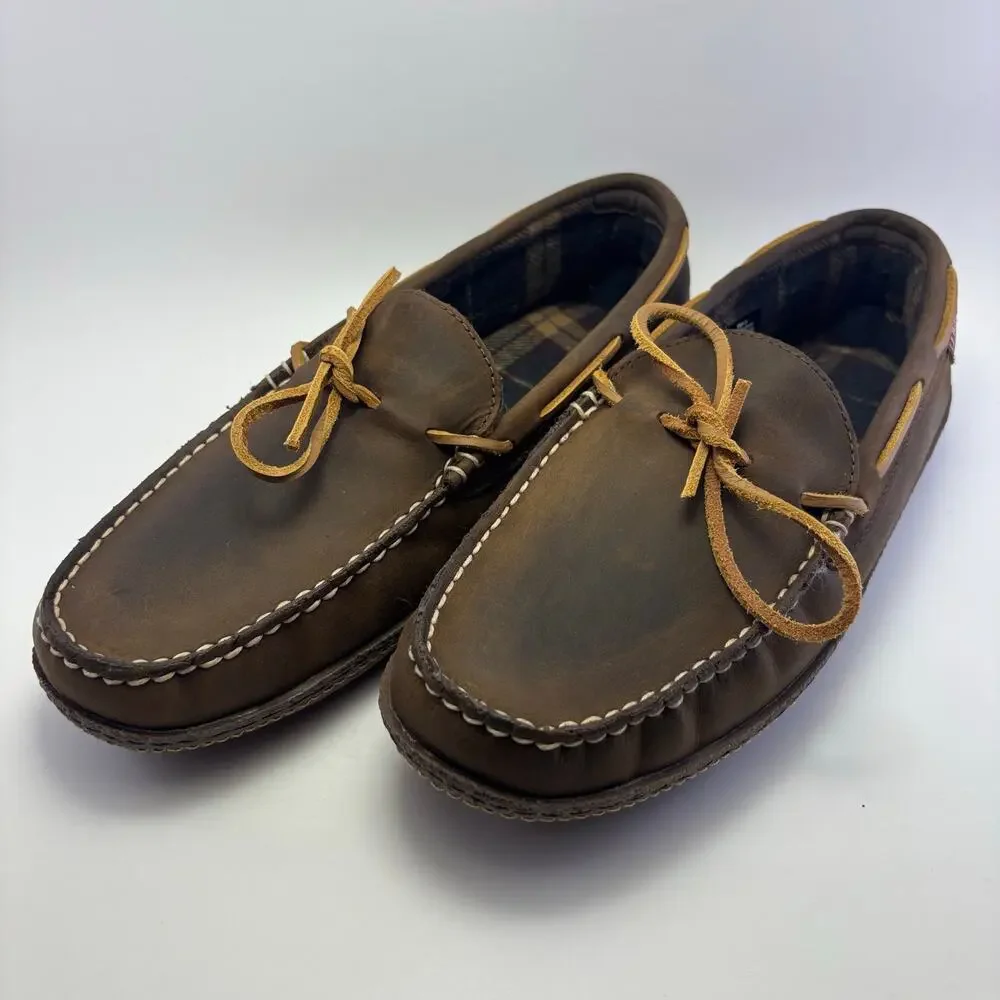 LL BEAN Handsewn, Flannel-Lined Slippers Mens Size 10